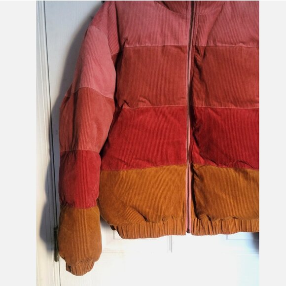 L*SPACE Horizon Ribbed Corduroy Cotton Cropped Puffer Jacket Women XS Desert Sun - Picture 9 of 16